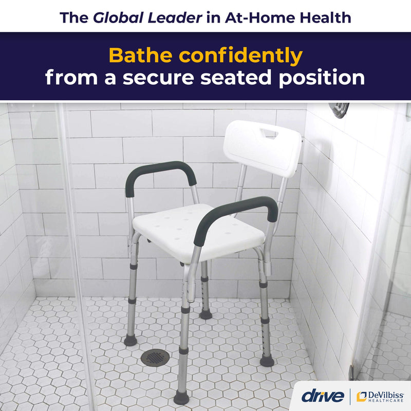 drive™ Shower Chair with Back and Removable Padded Arms
