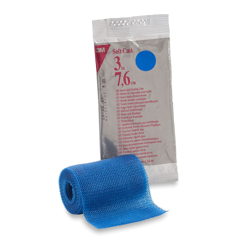 Cast Tape 3M™ Scotchcast™ Soft Cast Semi-Rigid 3 Inch X 12 Foot Fiberglass Blue