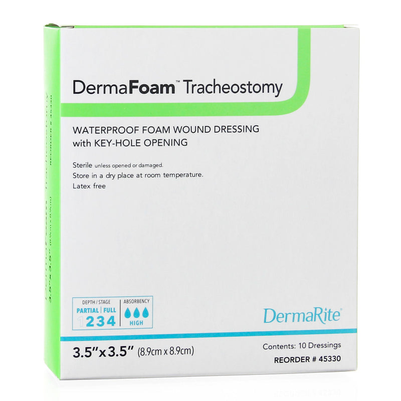 DermaFoam® Tracheostomy Nonadhesive without Border Foam Dressing, 3.5 x 3.5 Inch