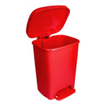 McKesson Waste Can with Step-On Pedal, Plastic, Red, 15.16 x 14.37 x 18.9 Inch