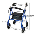 McKesson Folding Steel Four-Wheel Rollator, Blue