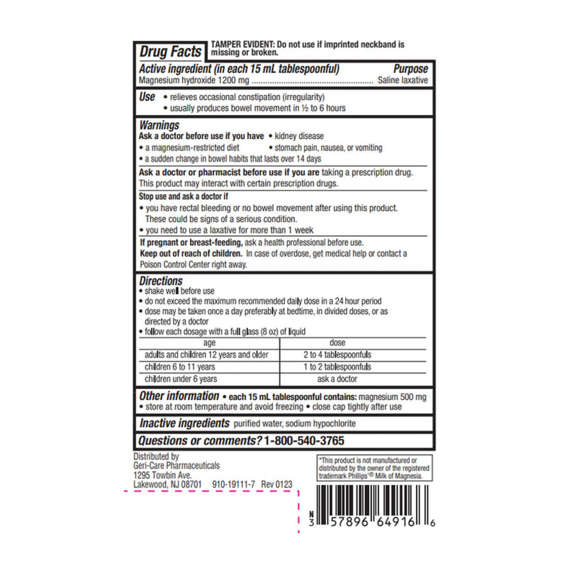 Geri-Care® Magnesium Hydroxide Laxative
