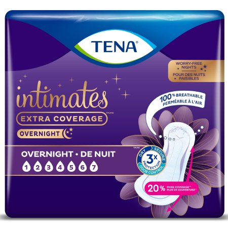 TENA Sensitive Care Extra Coverage Overnight Pads 16 Inch Length - One Size Fit All