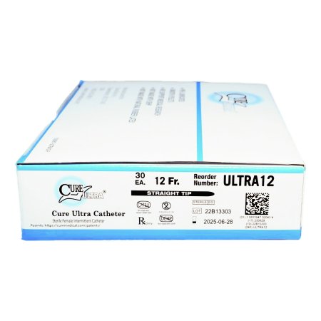 Urethral Catheter Cure Ultra® Straight Tip Lubricated PVC 12 Fr. 6 Inch