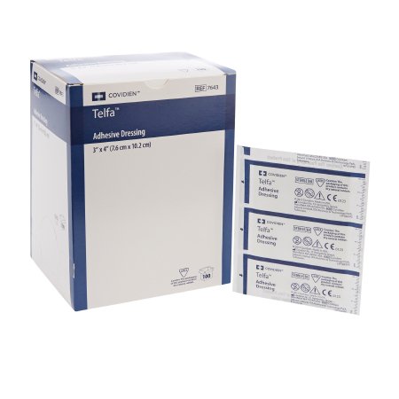Adhesive Dressing Telfa™ 3 X 4 Inch Film / Cotton Rectangle White Sterile