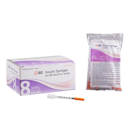 Standard Insulin Syringe with Needle Ultra-Fine™ 0.3 mL 5/16 Inch 31 Gauge NonSafety Regular Wall