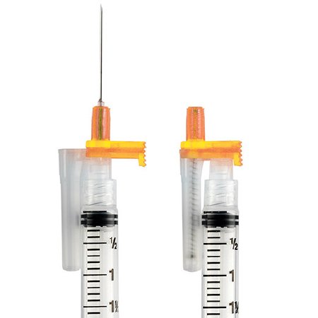 Safety Hypodermic Needle EasyPoint® 5/8 Inch Length 25 Gauge Regular Wall Retractable Safety Needle