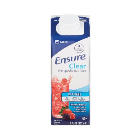 Oral Supplement Ensure® Clear Therapeutic Nutrition Mixed Berry Flavor Liquid 8 oz. Reclosable Carton