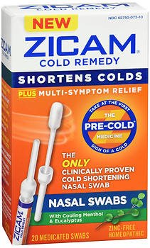 Cold and Sinus Relief Zicam® 4X - 4X - 4X Strength Nasal Swab 20 per Box