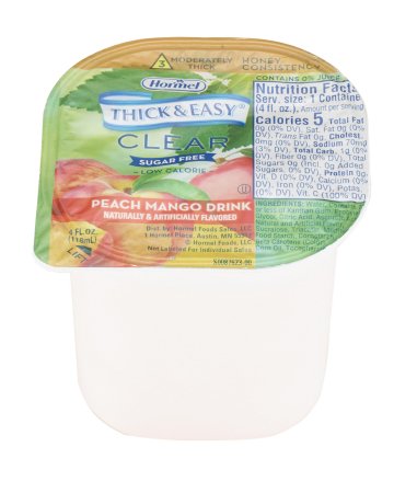 Thickened Beverage Thick & Easy® Clear 4 oz. Portion Cup Peach Mango Flavor Liquid IDDSI Level 3 Moderately Thick/Liquidized