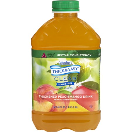 Thickened Beverage Thick & Easy® Clear 46 oz. Bottle Peach Mango Flavor Liquid IDDSI Level 2 Mildly Thick