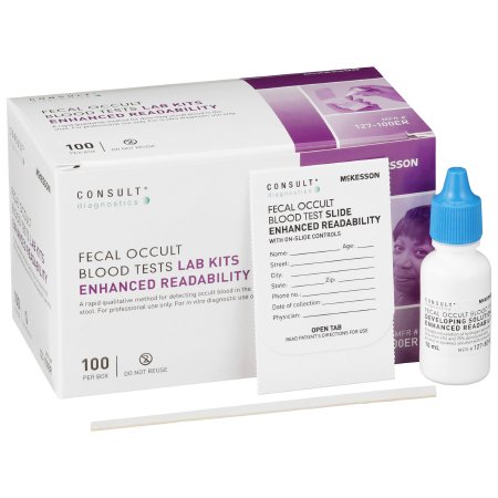 Cancer Screening Test Kit McKesson Consult™ Fecal Occult Blood Test (FOBT) 100 Tests CLIA Waived