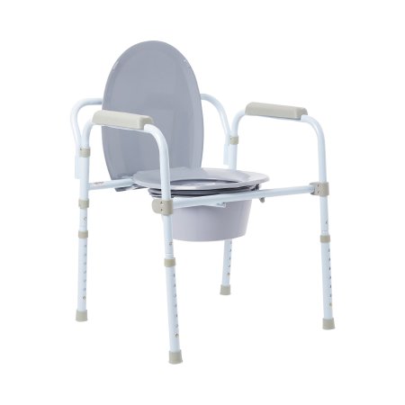 Commode Chair McKesson Fixed Arms Steel Frame Back Bar 13-3/4 Inch Seat Width 350 lbs. Weight Capacity