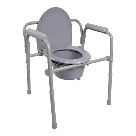 Commode Chair McKesson Fixed Arms Steel Frame Back Bar 13-1/2 Inch Seat Width 350 lbs. Weight Capacity