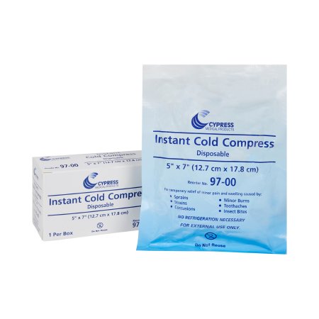 Instant Cold Pack Cypress General Purpose Small 5 X 7 Inch Plastic / Ammonium Nitrate / Water Disposable