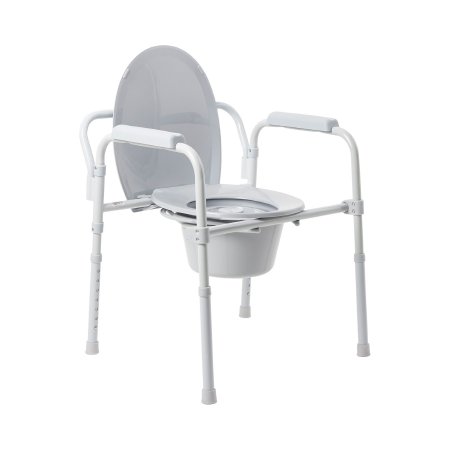 Commode Chair McKesson Fixed Arms Steel Frame Back Bar 13-1/4 Inch Seat Width 350 lbs. Weight Capacity
