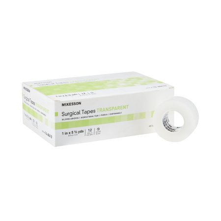 Medical Tape McKesson Transparent 1 Inch X 5-1/2 Yard Plastic / Silicone NonSterile
