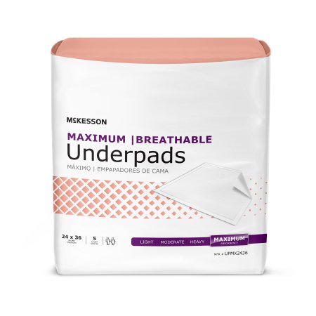 Disposable Underpad McKesson Ultimate Breathable 24 X 36 Inch Fluff / Polymer Heavy Absorbency