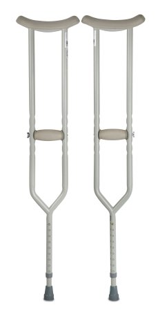 Underarm Crutches McKesson Aluminum Frame Adult 500 lbs. Weight Capacity Push Button / Wing Nut Adjustment