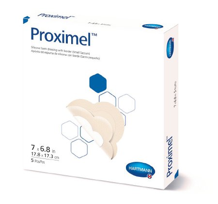 Foam Dressing Proximel® 6-4/5 X 7 Inch With Border Waterproof Film Backing Silicone Adhesive Sacral Sterile