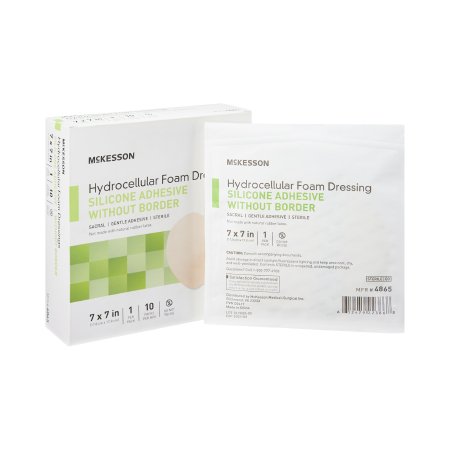 Foam Dressing McKesson 7 X 7 Inch Without Border Film Backing Silicone Gel Adhesive Sacral Sterile