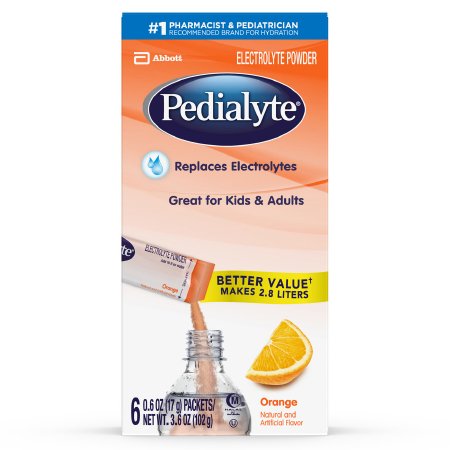 Oral Electrolyte Solution Pedialyte® Powder Packs Orange Flavor 0.6 oz. Electrolyte