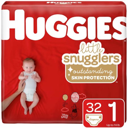 Unisex Baby Diaper Huggies® Little Snugglers Size 1 Disposable Moderate Absorbency
