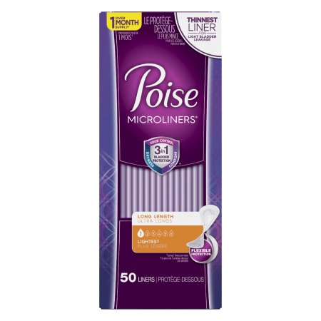 Bladder Control Pad Poise® Microliners 6.9 Inch Length Light Absorbency Sodium Polyacrylate Core One Size Fits Most
