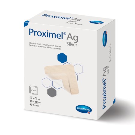 Silver Foam Dressing Proximel® Ag 4 X 4 Inch Square Sterile