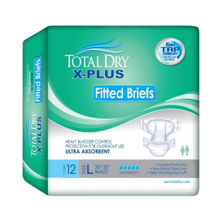 Unisex Adult Incontinence Brief Total Dry™ X-Plus Medium Disposable Heavy Absorbency