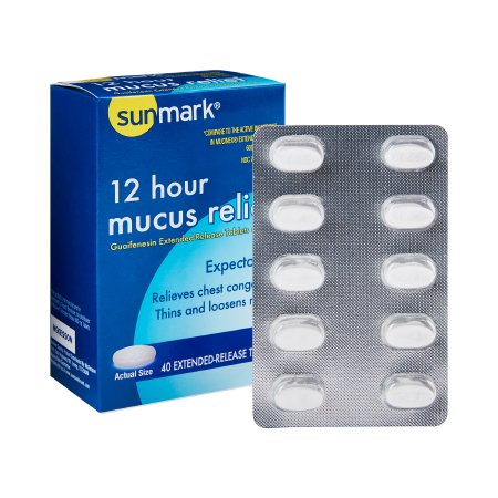 Cold and Cough Relief sunmark® mucus E.R.™ 600 mg Strength Extended Release Tablet 40 per Box