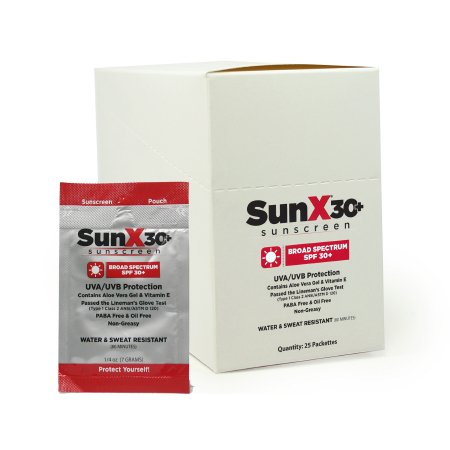 Sunscreen with Dispenser Box SunX® 30+ SPF 30 Lotion 1.25 oz. Individual Packet
