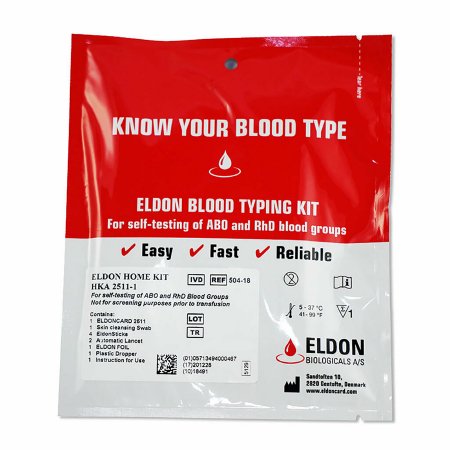 Blood Bank Test Kit EldonCard Rh Factor (Rhesus) 75 Determinations CLIA Non-Waived