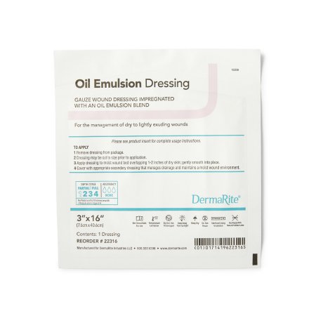 Oil Emulsion Impregnated Dressing DermaRite® Rectangle 3 X 16 Inch Sterile
