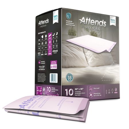Disposable Underpad Attends® Premier 30 X 36 Inch Dry-Lock® Core Heavy Absorbency