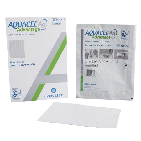 Silver Hydrofiber Dressing Aquacel® Ag Advantage 8 X 12 Inch Rectangle Sterile