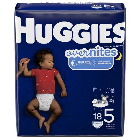 Unisex Baby Diaper Huggies® Overnites Size 5 Disposable Heavy Absorbency