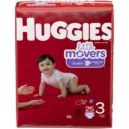 Unisex Baby Diaper Huggies® Little Movers Size 3 Disposable Moderate Absorbency