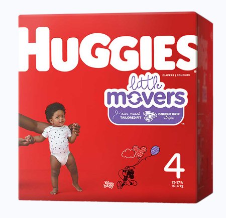 Unisex Baby Diaper Huggies® Little Movers Size 4 Disposable Moderate Absorbency
