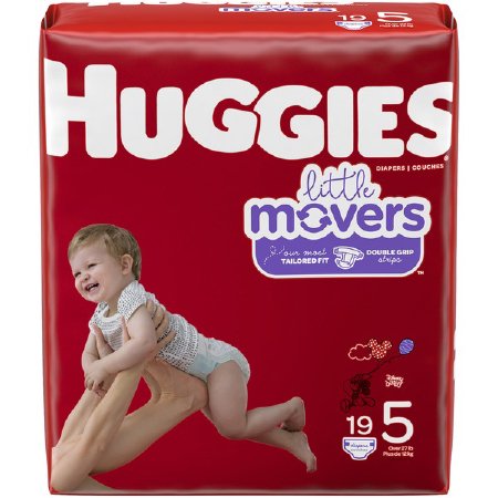 Unisex Baby Diaper Huggies® Little Movers Size 5 Disposable Moderate Absorbency