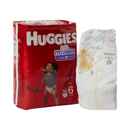 Unisex Baby Diaper Huggies® Little Movers Size 6 Disposable Moderate Absorbency