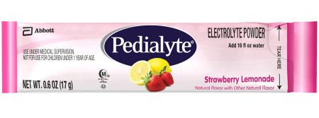 Oral Electrolyte Solution Pedialyte® Powder Packs Strawberry Lemonade Flavor 0.6 oz. Electrolyte