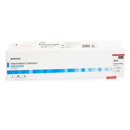 Urethral Catheter McKesson Straight Tip Uncoated PVC 18 Fr. 16 Inch