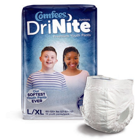 Unisex Youth Absorbent Underwear Comfees® DriNite® Juniors Pull On with Tear Away Seams Large / X-Large Disposable Heavy Absorbency