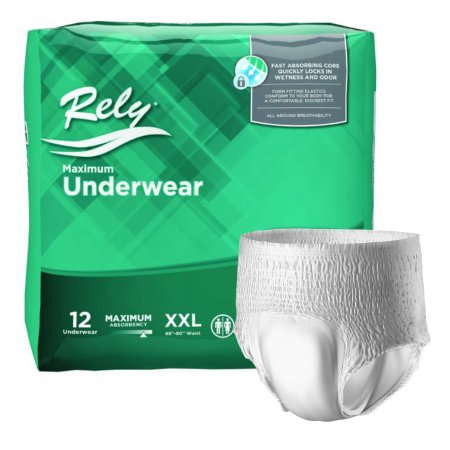 Unisex Adult Absorbent Underwear Rely® Maximum Pull On with Tear Away Seams 2X-Large Disposable Heavy Absorbency