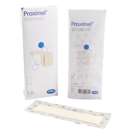 Foam Dressing Proximel® 4 X 12 Inch With Border Waterproof Film Backing Silicone Adhesive Rectangle Sterile