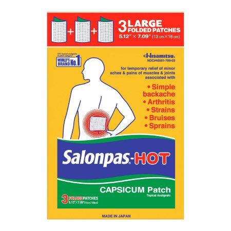 Topical Pain Relief Salonpas® Hot Capsaicin Patch 3 per Box