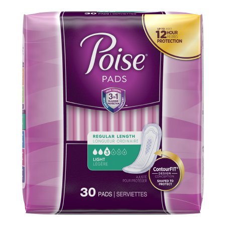 Bladder Control Pad Poise® 9.33 Inch Length Light Absorbency Sodium Polyacrylate Core One Size Fits Most