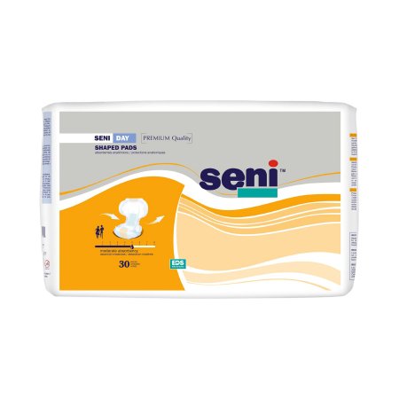 Incontinence Liner Seni® Shaped Day Pads 25 Inch Length Moderate Absorbency Superabsorbant Core One Size Fits Most
