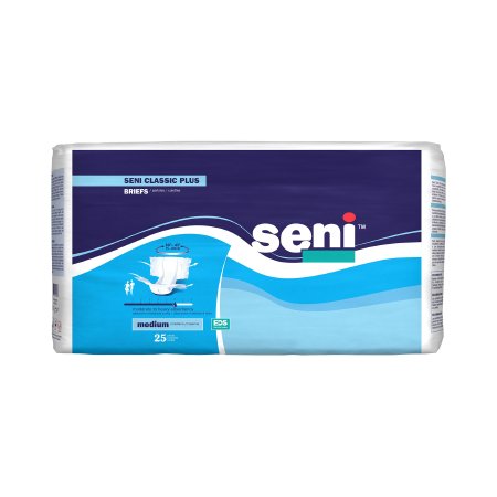 Unisex Adult Incontinence Brief Seni® Classic Plus Medium Disposable Moderate Absorbency
